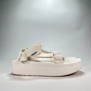 Teva Flatform Universal White Platform Slides Sandals 1008844 Women’s Size 8